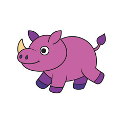 Cute Rhinoceros Charging With Happy Face