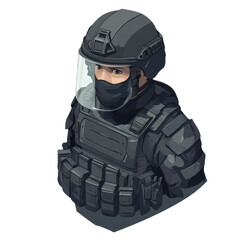 Vigilant Protector: A Portrait of Law Enforcement in Tactical Gear, Ready to Serve and Defend with Courage, Strength, and Unwavering Resolve