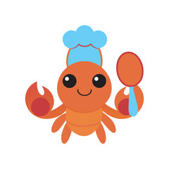 Kawaii Lobster Chef Holding Cooking Spoon