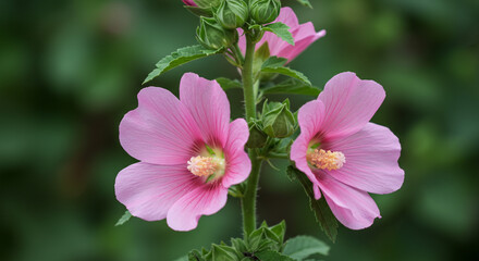 Pink Hollyhock Bloom Floral beauty Garden delicate petals Summer Flower Bloom time Beauty Flora