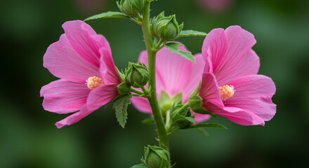 Pink Hibiscus Blossom Beauty Nature s Gentle Embrace in Floral Portrait Soft Petals Fresh Bloom