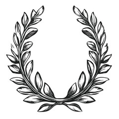 Elegant Laurel Wreath Decoration Emblem in Black and White Vector for Design Projects