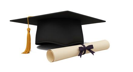 Graduation Cap and Diploma Academic Achievement University Success Celebrate Education and Degree