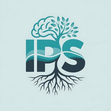 Brain tree illustration intertwines with IPS letters on a light background offering depth