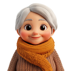Charming Cartoon Portrait: A Warm Smile and Cozy Knitted Scarf �?? Captivating Digital Art with a Gentle, Cheerful Vibe for Winter and Autumn