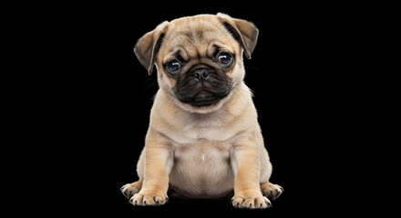 Adorable Pug Puppy Portrait Sad Eyes Sweet Face Cute Pet Dog Photography Funny Background Breed