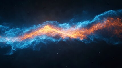Fototapeta premium Abstract cosmic energy flow, blue and orange nebula in space.
