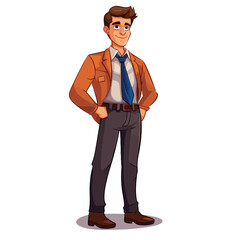 Obraz premium Business Cartoon Character Standing Man Vector Illustration for Presentations and Marketing Materials