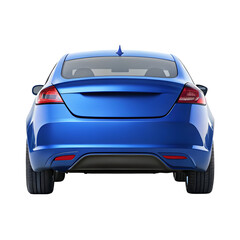 Blue Car Rear View Isolated on White Background &ndash; Modern Vehicle Backside for Auto Design, Transport Concepts, and Marketing Use

