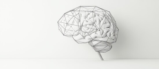 Wireframe brain model on white background, medical concept
