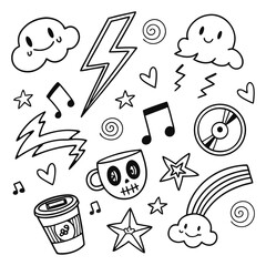seamless pattern with music horror icons set