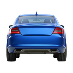 Blue Car Rear View Isolated on White Background &ndash; Modern Vehicle Backside for Auto Design, Transport Concepts, and Marketing Use

