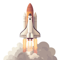 Illustration of Modern Space Technologies with a Rocket Launching into Space