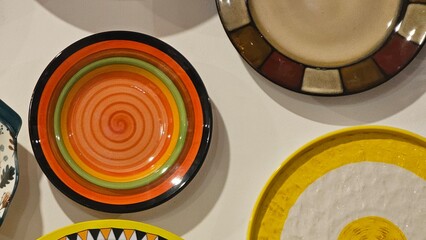 A dazzling spread of multicolored plates shines in the seafood restaurant—each dish artfully...