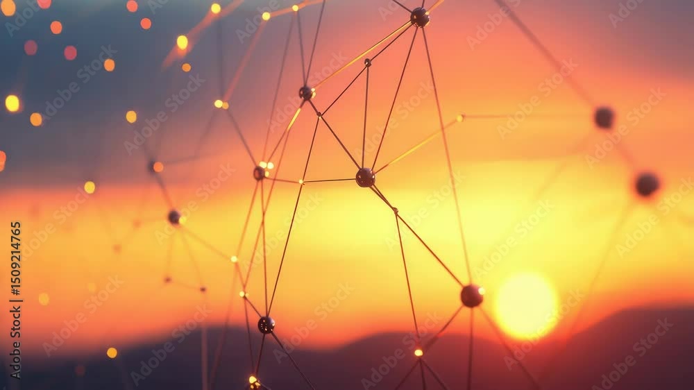 Poster A close-up shot of a string with a beautiful sunset in the background, great for abstract concepts or design elements