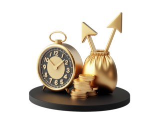 Gb Olqzjo 3D Icon Of Gold Clock Mo  isolated on a transparent background