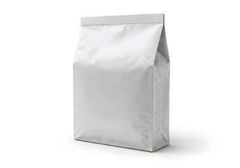 Blank white food pouch on white background