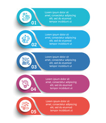 Business infographic template with 5 options or steps