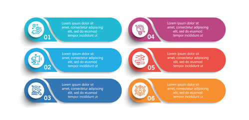 Infographic design business template with 6 options or steps