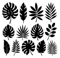 Black silhouette leaf collection vector set