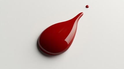 Fototapeta premium A single droplet of pure red paint landing on a smooth white surface.
