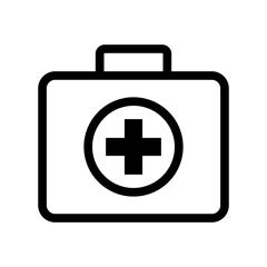 First aid box icon, medical briefcase icon.