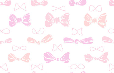 Bow vintage pink seamless pattern. Nude art print
