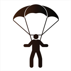 Silhouette of a person parachuting with an open parachute in minimalist style, parachute, parachuting, silhouette, skydiving, vector, sport, extreme, jump
