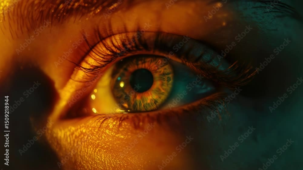 Poster a detailed view of an individual's eye with distinctive features and details