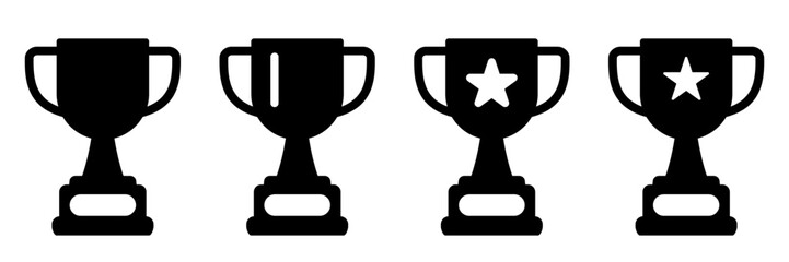 Trophy cup icon, winner cup, victory cup icon. Reward symbols set.