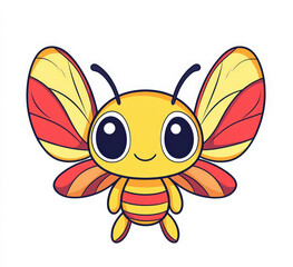 Kids will delight in this fun cartoon bee coloring page featuring a happy bee with bold lines bright yellow body and striking red striped wings. Perfect for creative activities