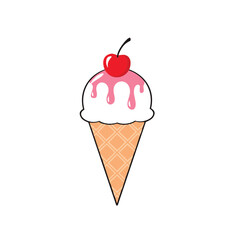 Delicious ice cream cone with cherry on top