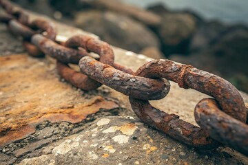 Rusty Chain Links A Close-Up View of Corrosion and Time's Passage