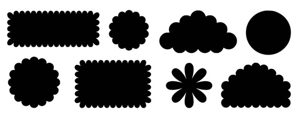 Simple black shapes on white background design elements