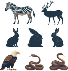 Fototapeta premium Animals Collection Vector and Clipart Illustrations 