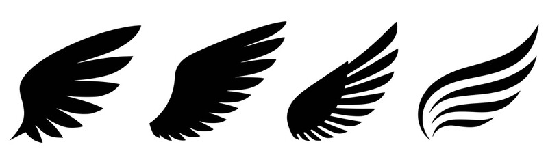 Vector illustration of black wing silhouettes