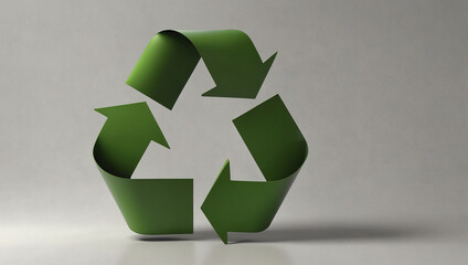 Obraz premium Recycling symbol made of paper leaves on white background. 3D rendering. Created using generative AI tools 