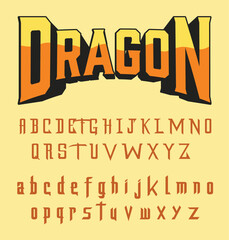 Dragon Font Alphabet Vector - Stylized Display Typeface with Shadow Effect.