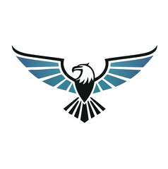 Obraz premium Majestic eagle soaring wings spread wide blue gradient