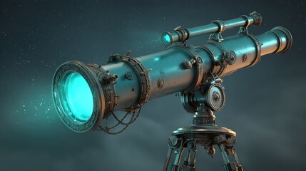 Futuristic teal telescope illustration