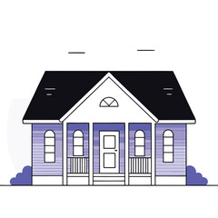 Simplified vector illustration of a house with modern design elements and clean lines