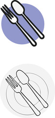 Vector illustration of tableware with spoon fork and plate for culinary designs