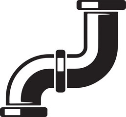 Straight Plumbing Pipe Illustration Vector - Clean Black Silhouette