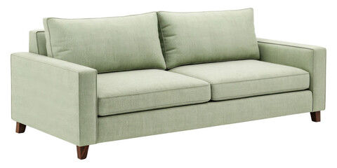 Stylish linen loveseat sofa in soft green adds touch of elegance to any living space
