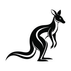 Fototapeta premium Stylized black and white kangaroo illustration