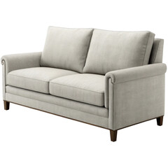 Obraz premium Cozy linen loveseat sofa offers comfort and style for any living space