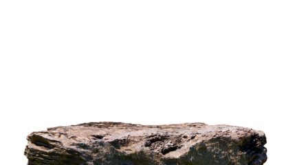 Stone podium, Cliff rock stand isolated on transparent background for product display presentation, png file