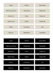 Set of minimal vector call to action buttons. Boho modernist style buttons with natural organic neutral soothing colors for beauty, cosmetics, skin care products, body care, spa, wellness.