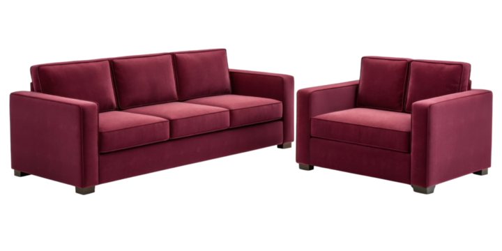 Stylish nylon loveseat and sofa set in rich burgundy color adds elegance to any living space