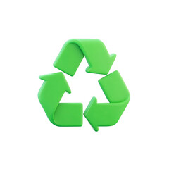 Obraz premium Green recycling symbol with three arrows forming triangle represents sustainability and environmental conservation. This icon is widely recognized for promoting recycling and eco friendly